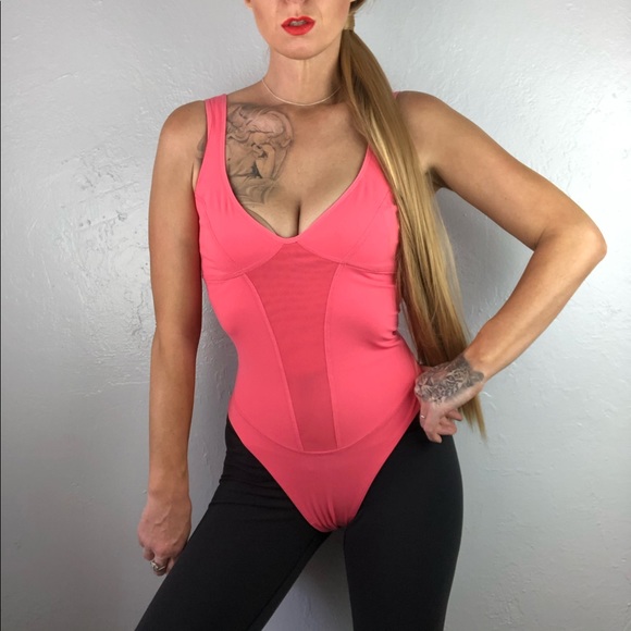 FREE PEOPLE Thong NWT Coral Pink Leotard XS - Picture 5 of 15